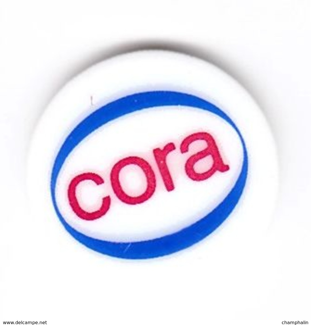 Jeton De Caddie En Plastique - Cora - Supermarché - Revers Pièce 1€ - Trolley Token/Shopping Trolley Chip