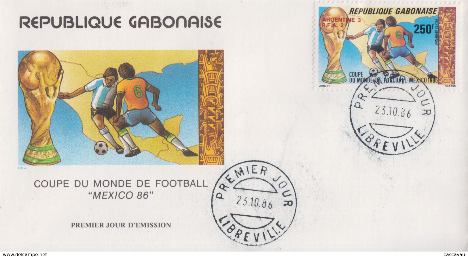 Enveloppe  FDC  1er  Jour   GABON   Coupe  Du   Monde  De  Football   1986 - 1986 – Mexique