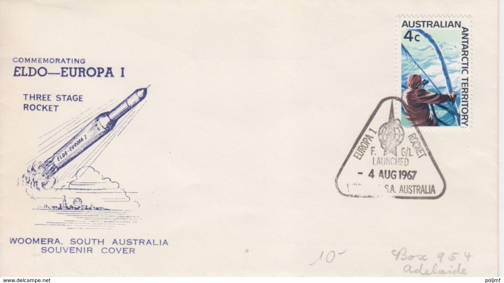 Australie, Lancement De La Fusée Europa 1 (Three Stage Rocket) Obl. Woomera Le 4AUG67, TP AAT 10 - Ozeanien