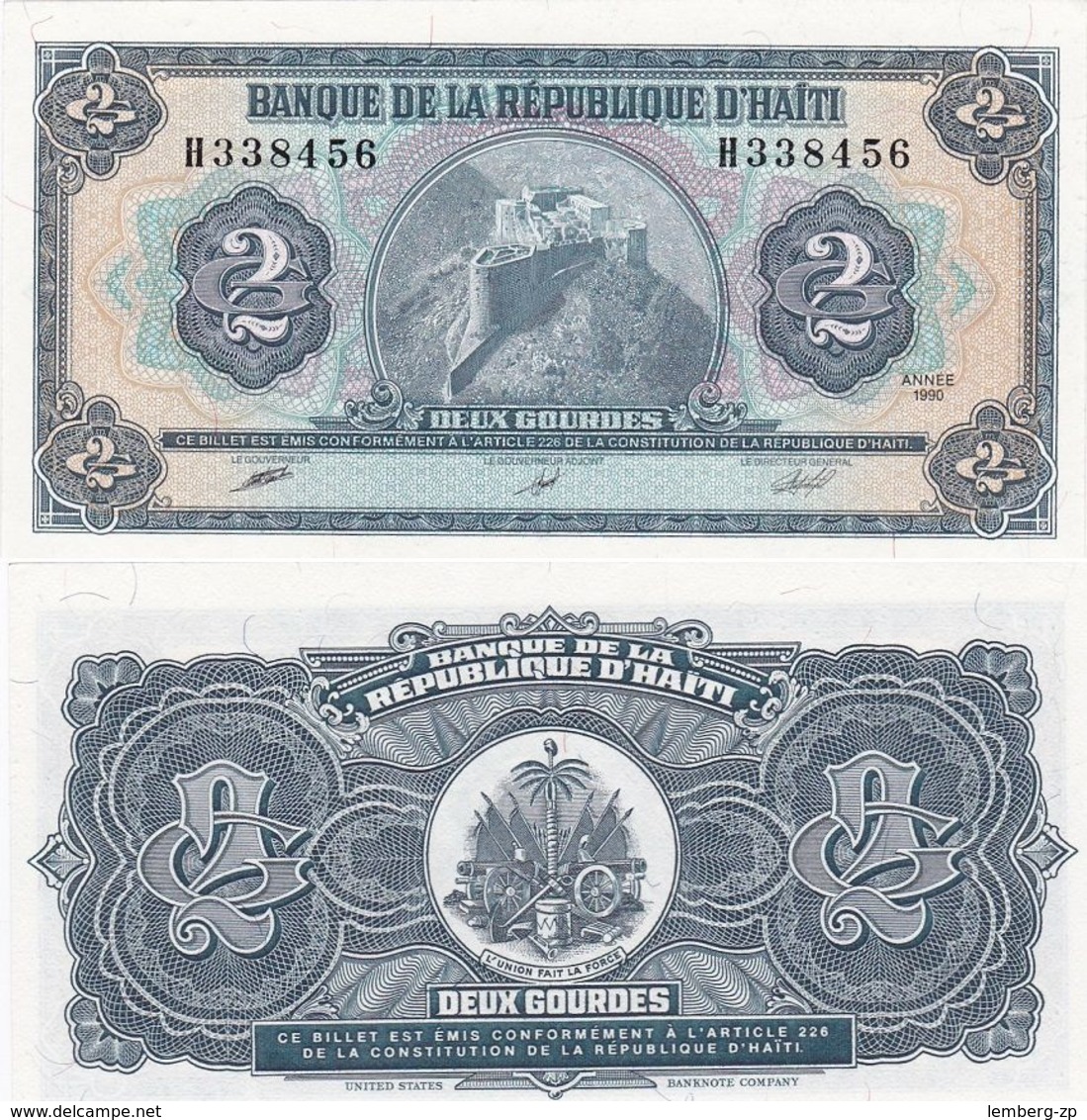 Haiti - 2 Gourdes 1990 UNC P. 254a Lemberg-Zp - Haiti