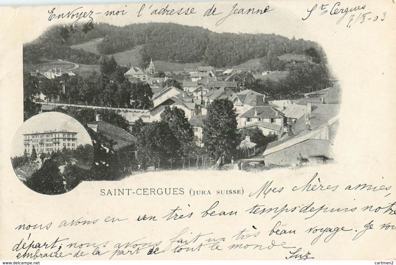 SAINT-CERGUES VUE GEENRALE EN 1900 HAUTE-SAVOIE 74 JURA SUISSE - Saint-Cergues