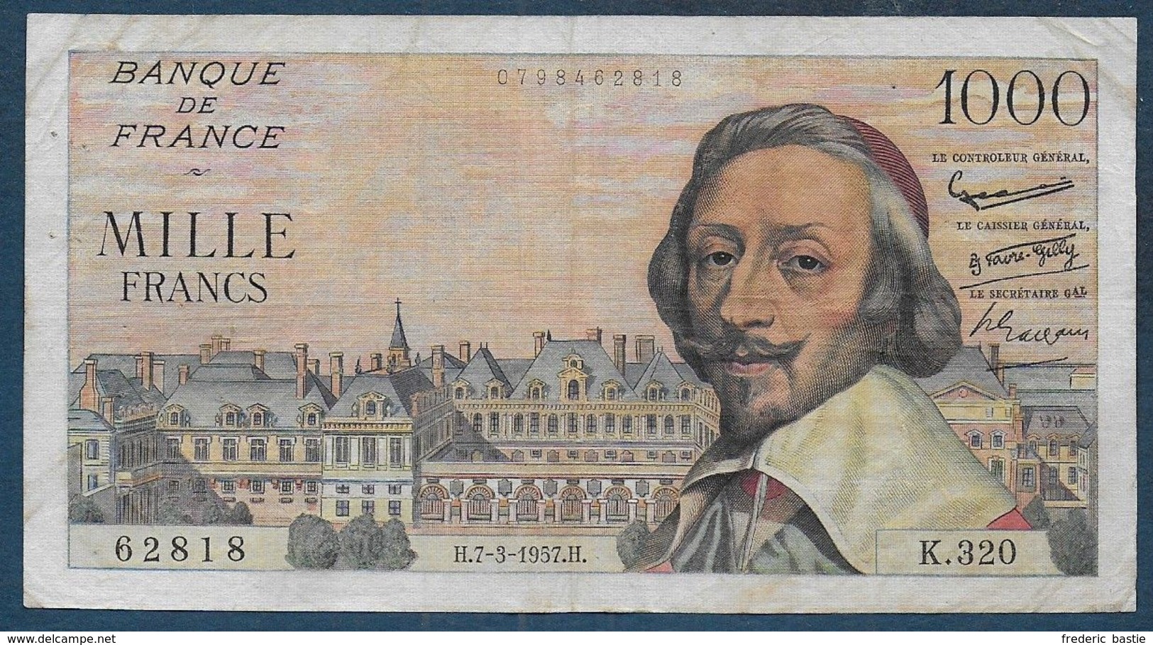 Billet 1000 Fr  Richelieu  Du  7 - 3 - 1957 - 1 000 F 1953-1957 ''Richelieu''