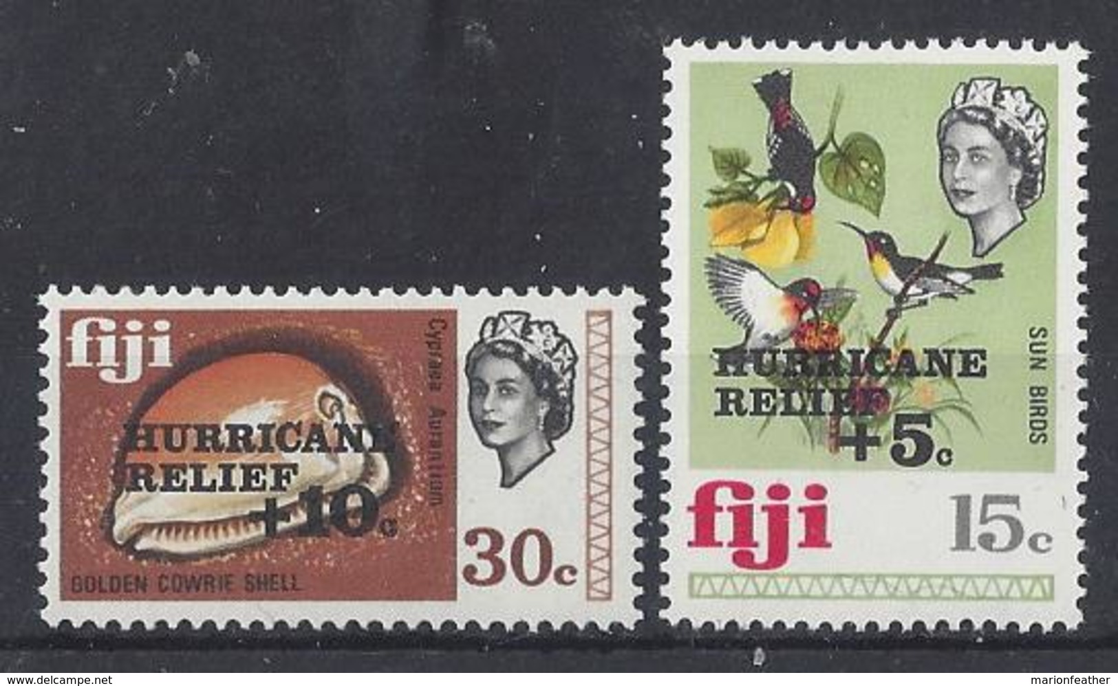 FIJI..ELIZABETH II.(1952-NOW.).." 1972..".......HUMAN RELIEF...GOLDEN COWRIE SHELL & SUN BIRDS......SG476-7.....MNH... - Fidji (1970-...)