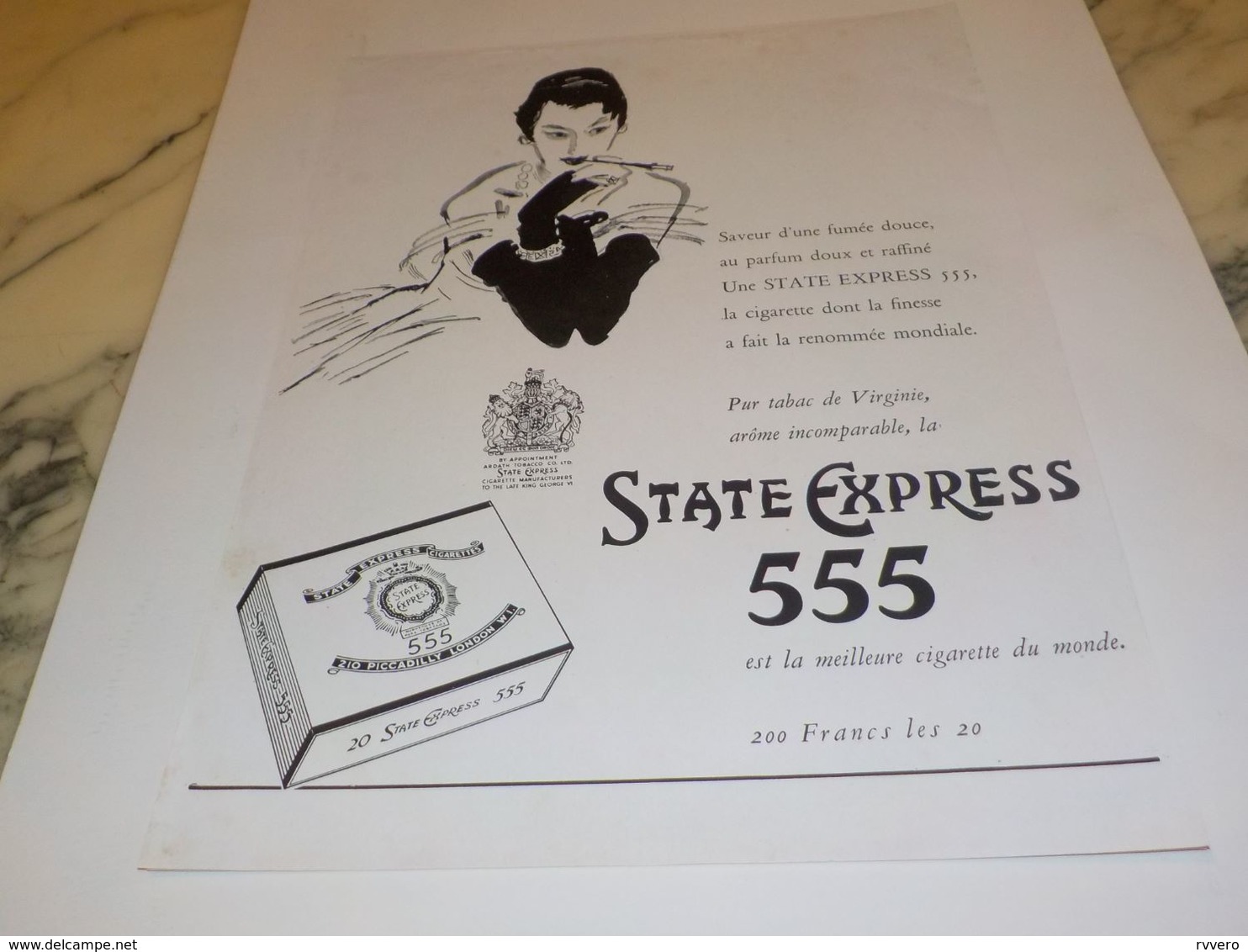 ANCIENNE PUBLICITE CIGARETTE STATE EXPRESS 555  1955 - Altri & Non Classificati