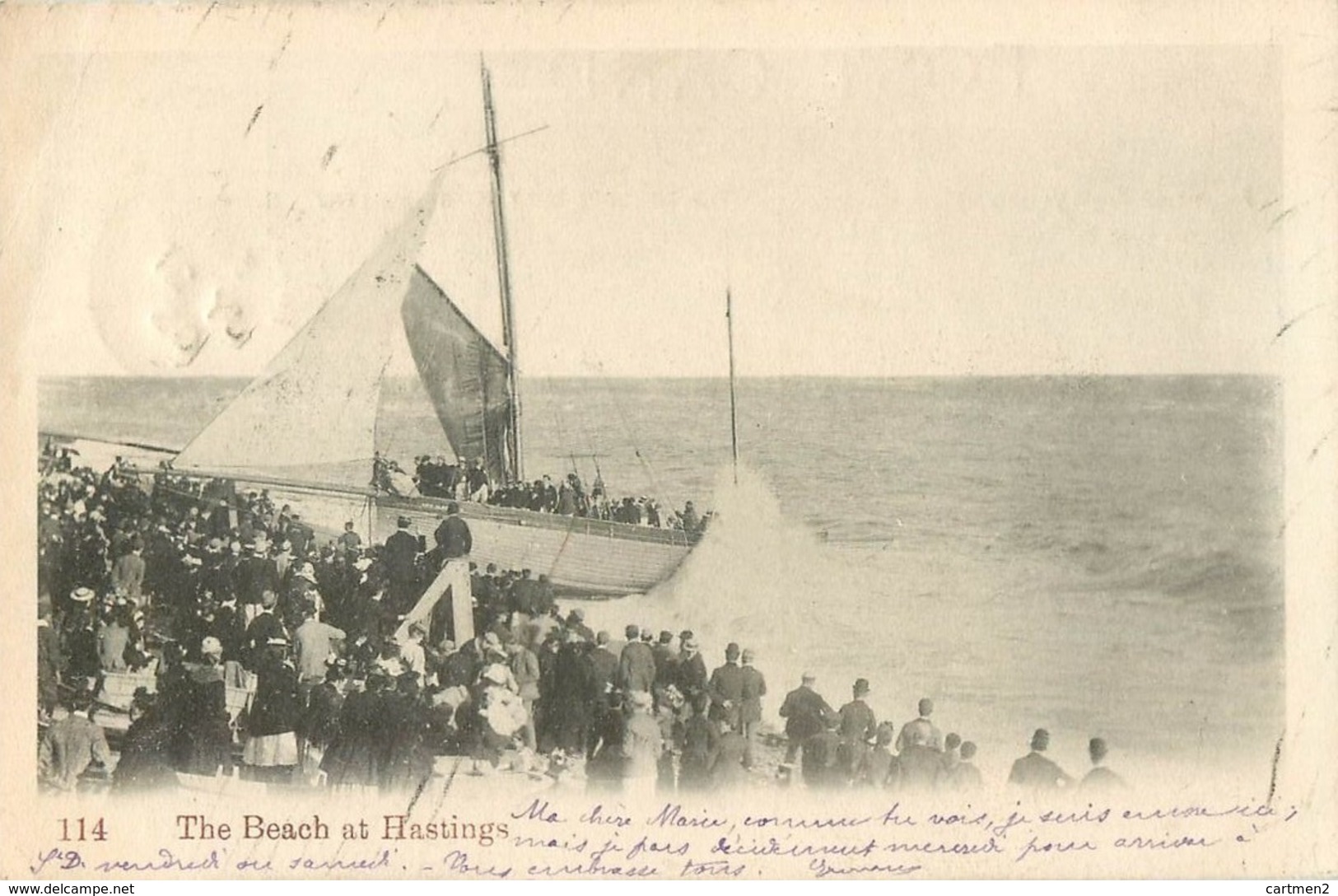 HASTINGS THE BEACH SUSSEX LANCEMENT DE BATEAU - Hastings