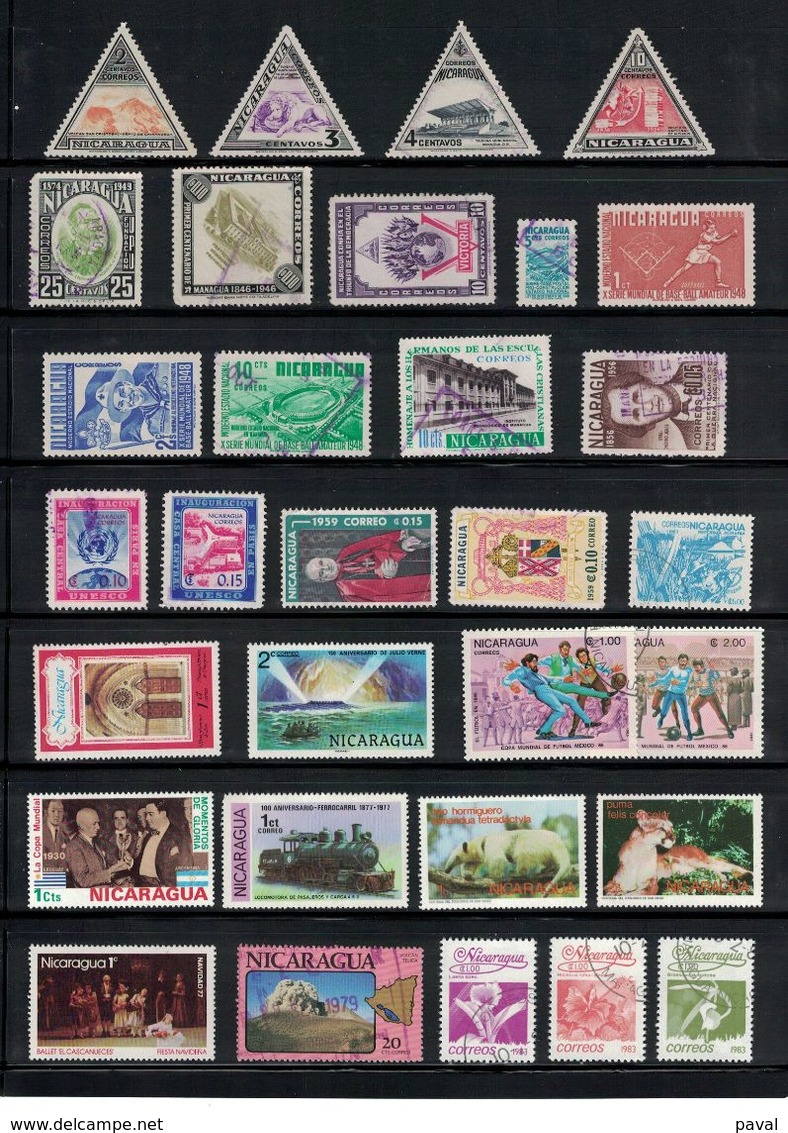 LOT DE 62 TIMBRES OBLITERES + 1 BF TTB, NICARAGUA - Nicaragua