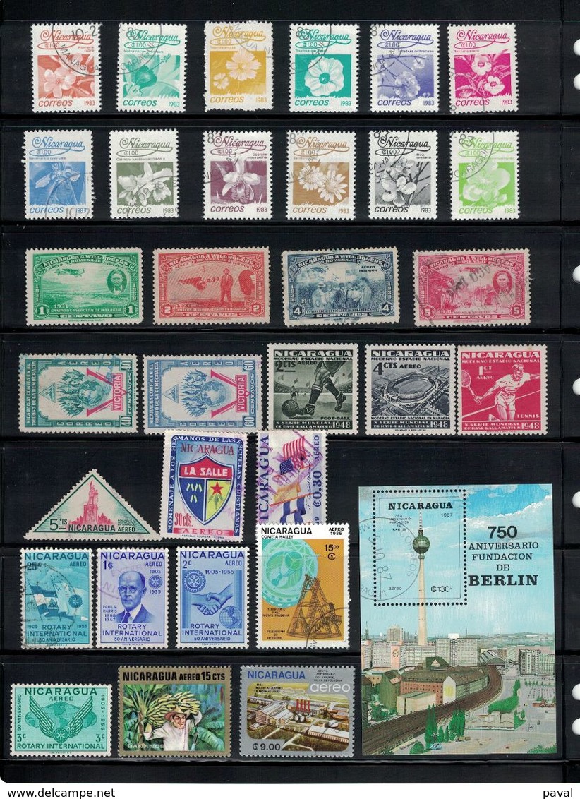 LOT DE 62 TIMBRES OBLITERES + 1 BF TTB, NICARAGUA - Nicaragua