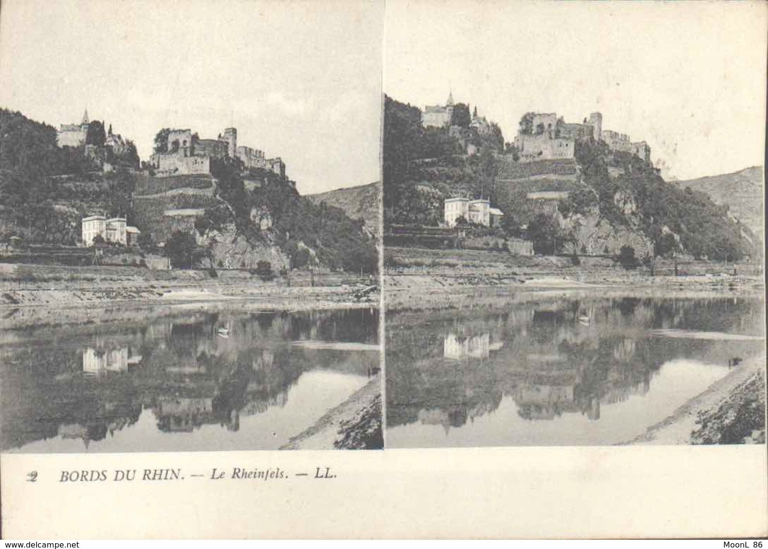 CARTE STEREOSCOPIQUE - BORDS DU RHIN - ALLEMAGNE - LE RHEINFELS - Cartes Stéréoscopiques