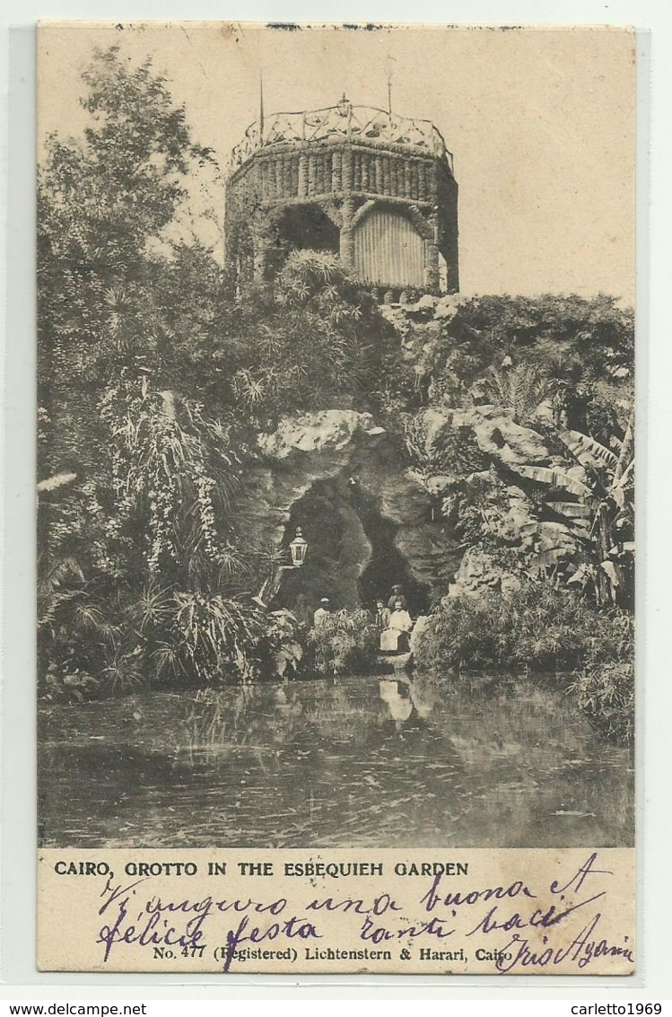 CAIRO - GROTTO IN THE ESBEQUIEH GARDEN - VIAGGIATA   FP - El Cairo