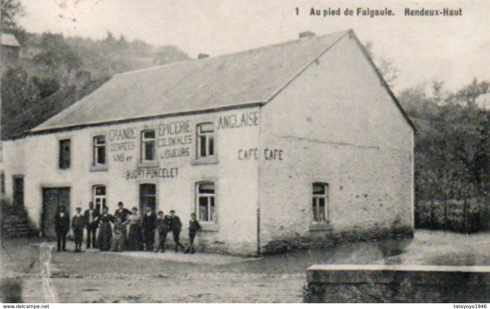 Rendeux-Haut   Au Pied De Falgaule Grande épicerie Anglaise Café Baudry Poncelet Animée  Circulé En 1934 - Rendeux