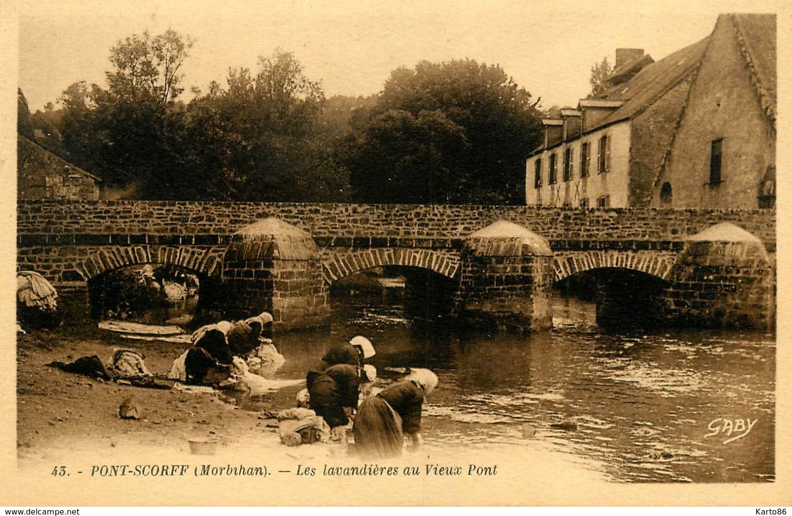 Pont Scorff * Les Lavandières Au Vieux Pont * Thème Lavoir Laveuses Blanchisseuses - Pont Scorff