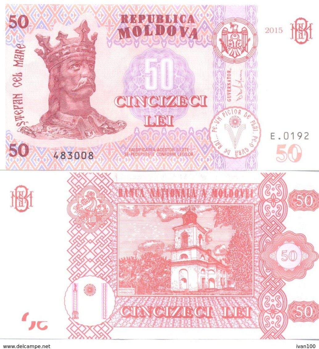 2013, Moldova, 50Lei/2015, UNC - Moldawien (Moldau)