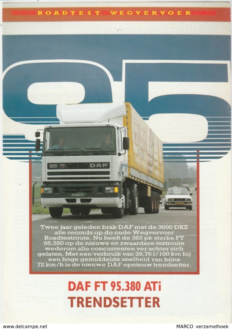 Brochure-leaflet DAF Trucks Eindhoven Roadtest Wegvervoer DAF 95 - Camions