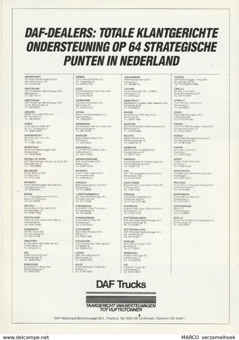 Brochure-leaflet DAF Trucks Eindhoven Roadtest Wegvervoer DAF FA 1900 DNS - Camions