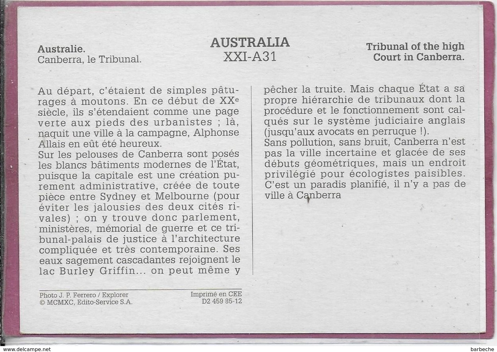 AUSTRALIE .-  Camberra Le Tribunal - Canberra (ACT)