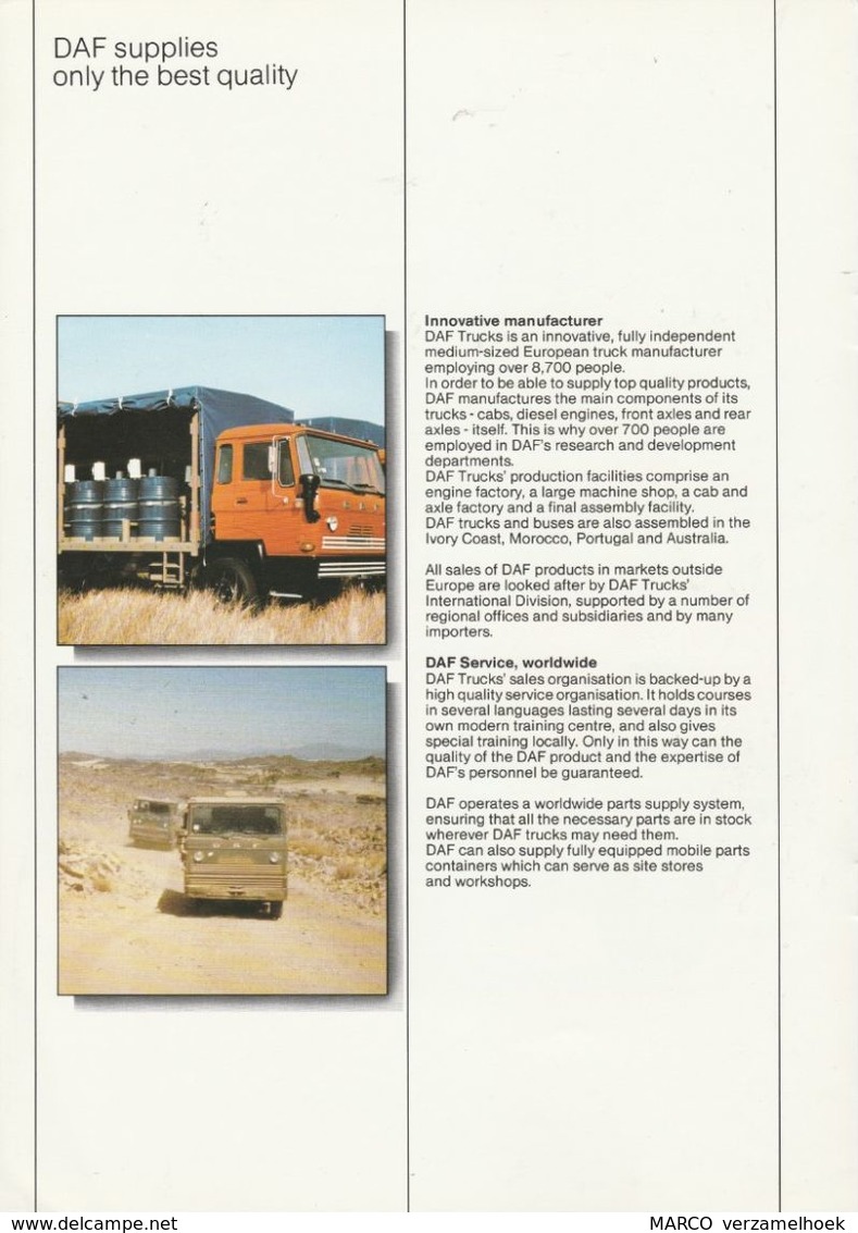 Brochure-leaflet DAF Trucks Eindhoven DAF 1600/1800 - Camions