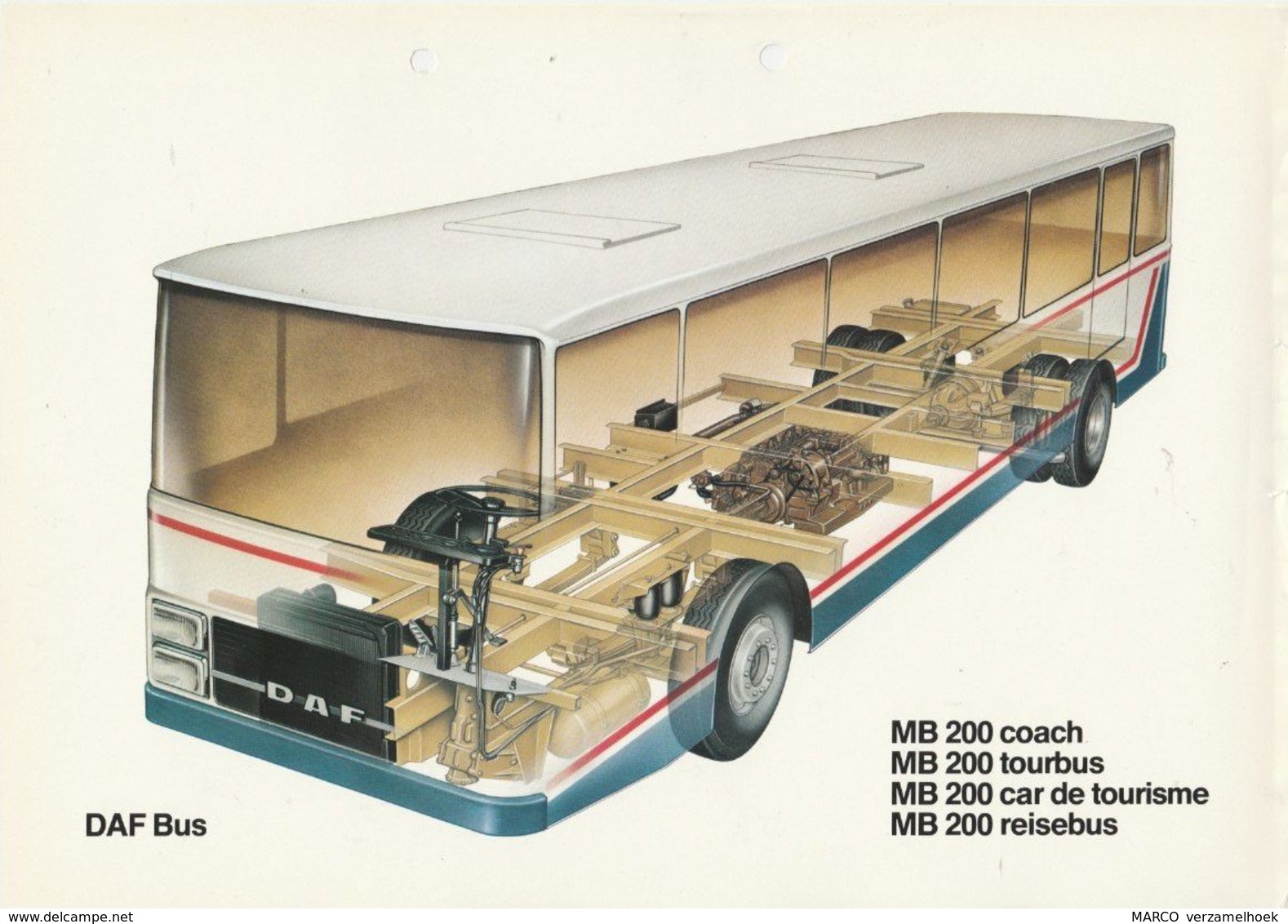 Brochure-leaflet DAF BUS Eindhoven MB200 Coach-tourbus-car De Tourisme-reisebus - Camions
