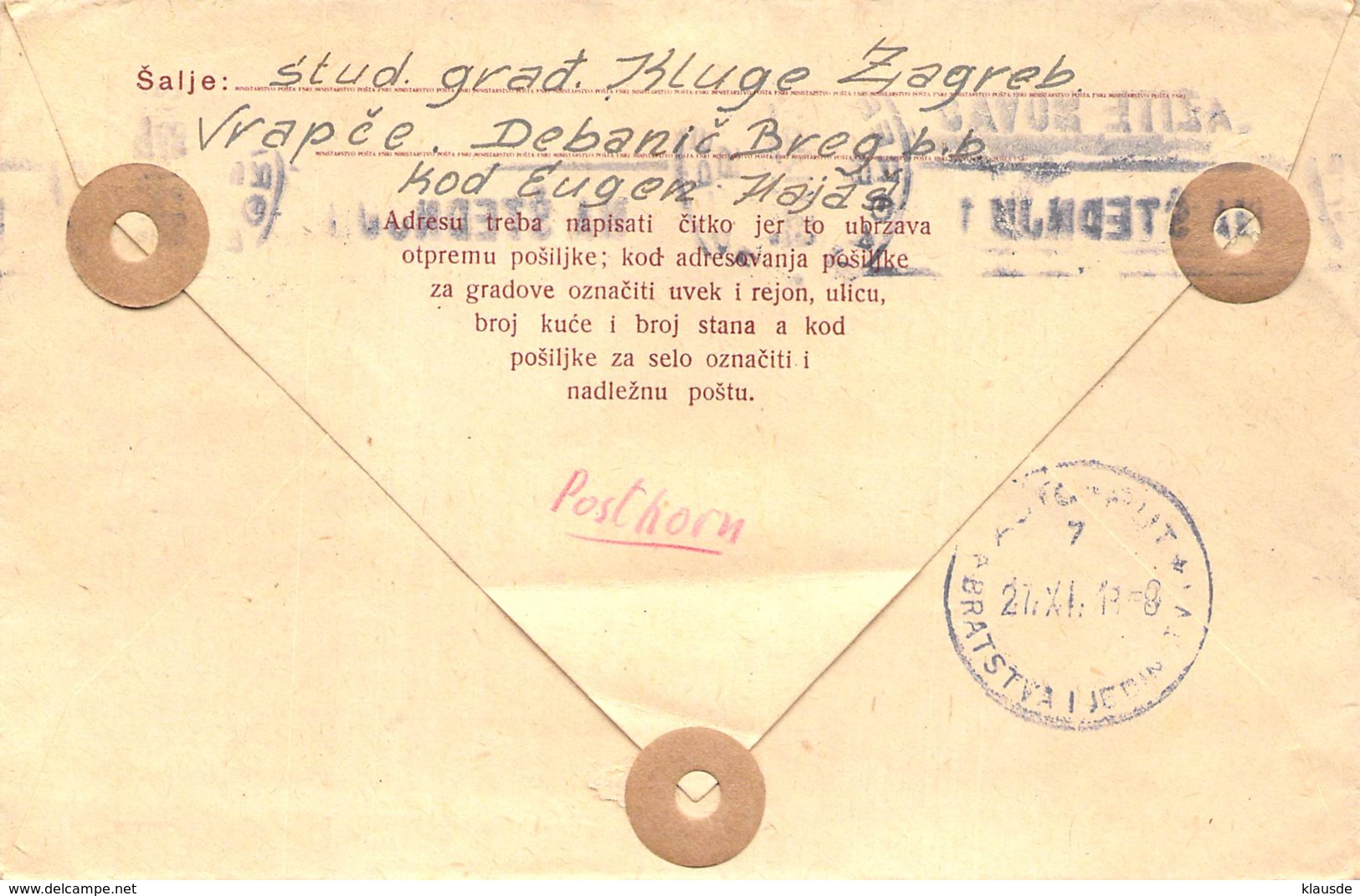 GS Cover Jugoslawien 1948 - Storia Postale