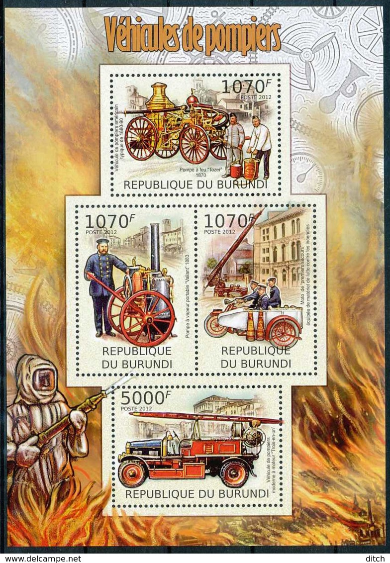 D - [32009]SUP//**/Mnh-c:18e-BURUNDI 2012 - Véhicules De Pompiers - Sapeurs-Pompiers