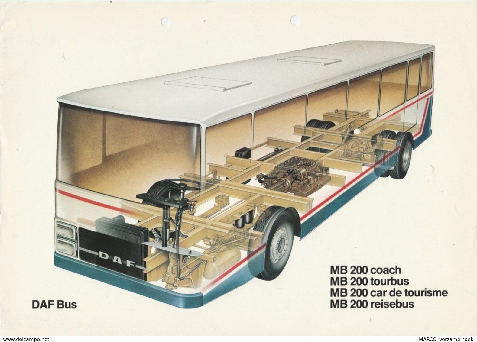 Brochure-leaflet DAF BUS Eindhoven MB 200 Coach-tourbus-car De Tourisme-reisebus - Camions