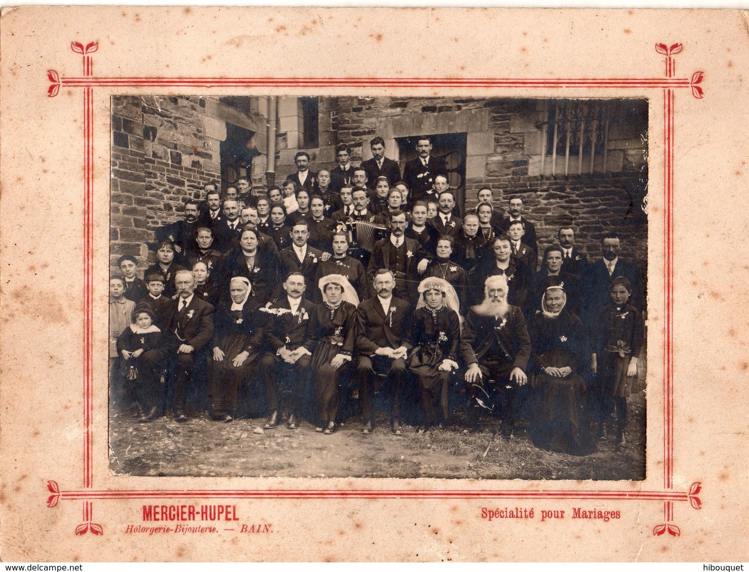 Photo D'un Mariage Des Années 1920-30, Photographe Mercier-Hupel, Horlogerie-bijouterie, Bain 35, 18 X 24 Cm - Personnes Anonymes