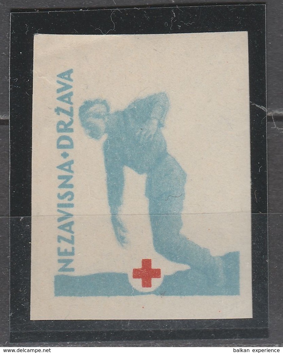 ☀ CROATIA Kroatien NDH 1943 Imperforated PROBE- PRINTING PHASE , Red Cross ** Mnh, Soldier,H Ww2 WAR INVALIDS INJURED - Kroatien