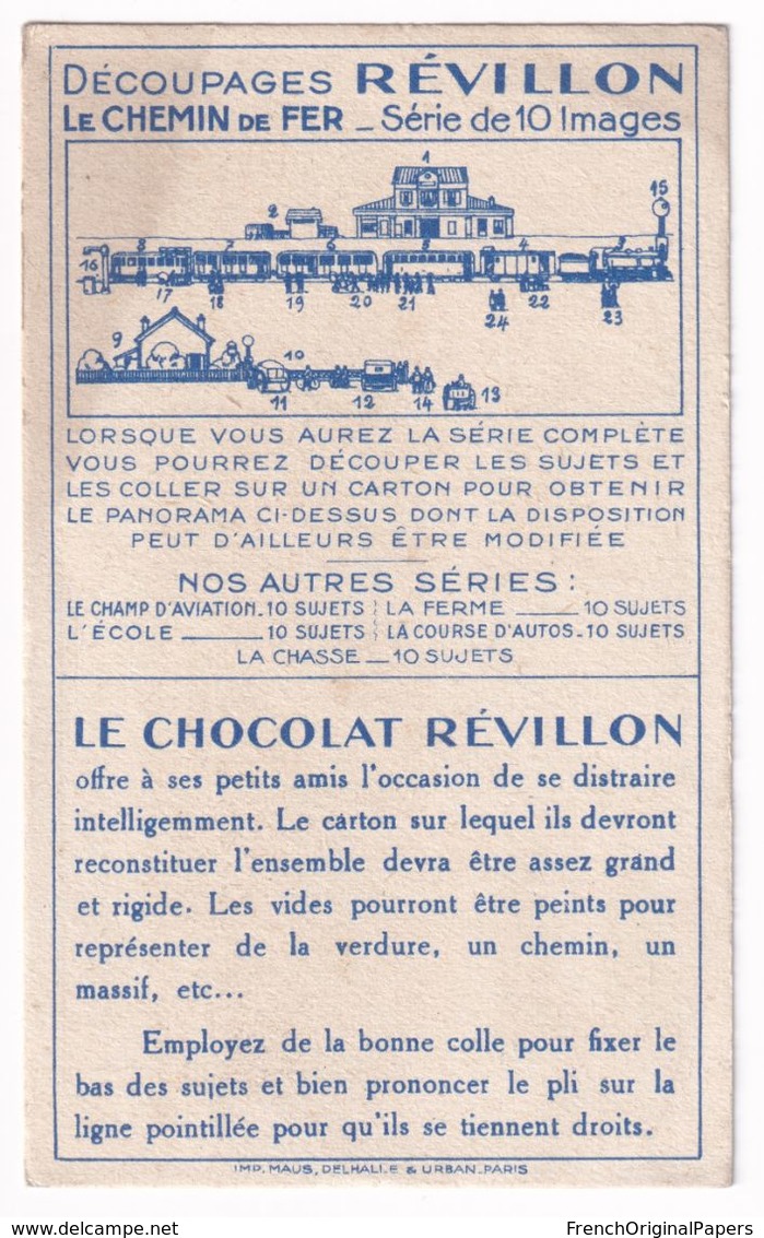 Jolie Chromo Image à Découper Chocolat Révillon Série Chemin De Fer Train Wagon Passager Contrôleur - Railway A37-77 - Revillon