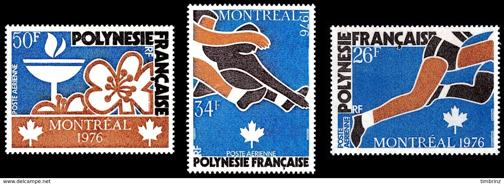 POLYNESIE 1976 - Yv. PA 110 111 Et 112 **   Cote= 26,50 EUR - Jeux Olympiques De Montréal (3 Val.)  ..Réf.POL25176 - Neufs
