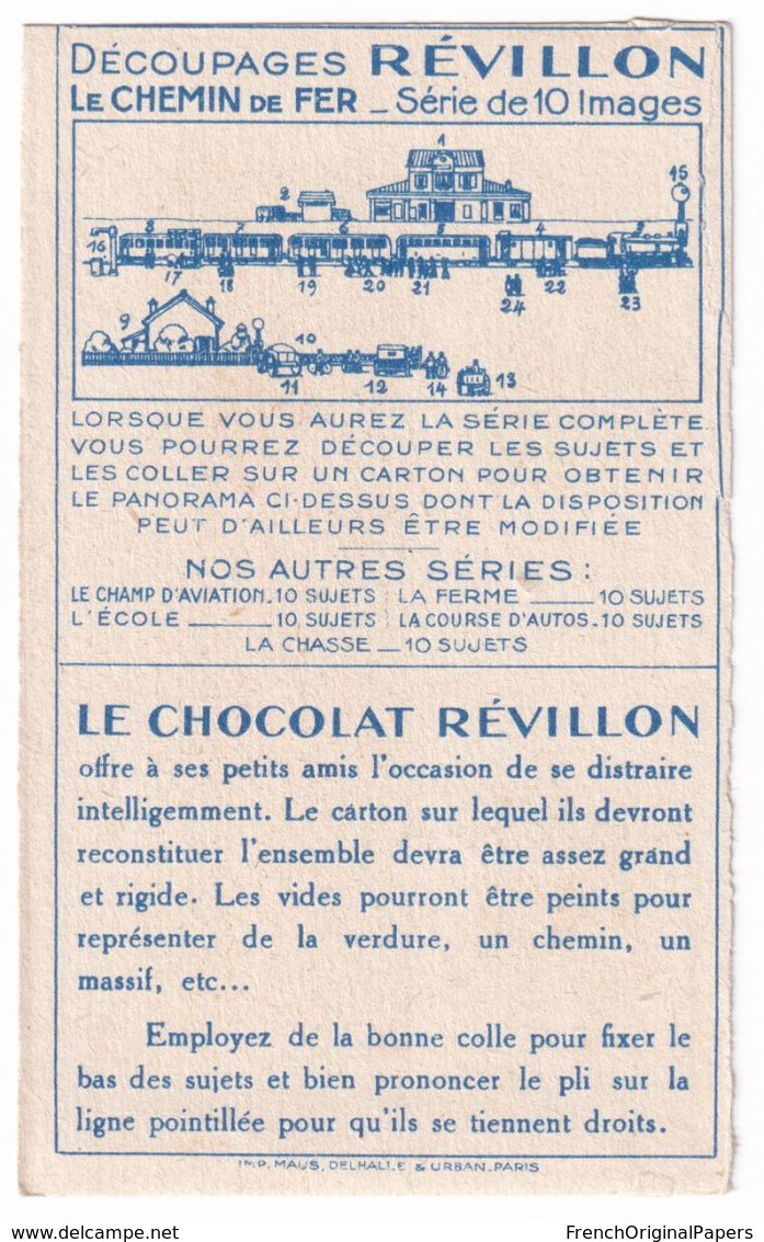 Jolie Chromo Image à Découper Chocolat Révillon Série Chemin De Fer Train Attelage Wagon - Railway Hitch Farm A37-83 - Revillon