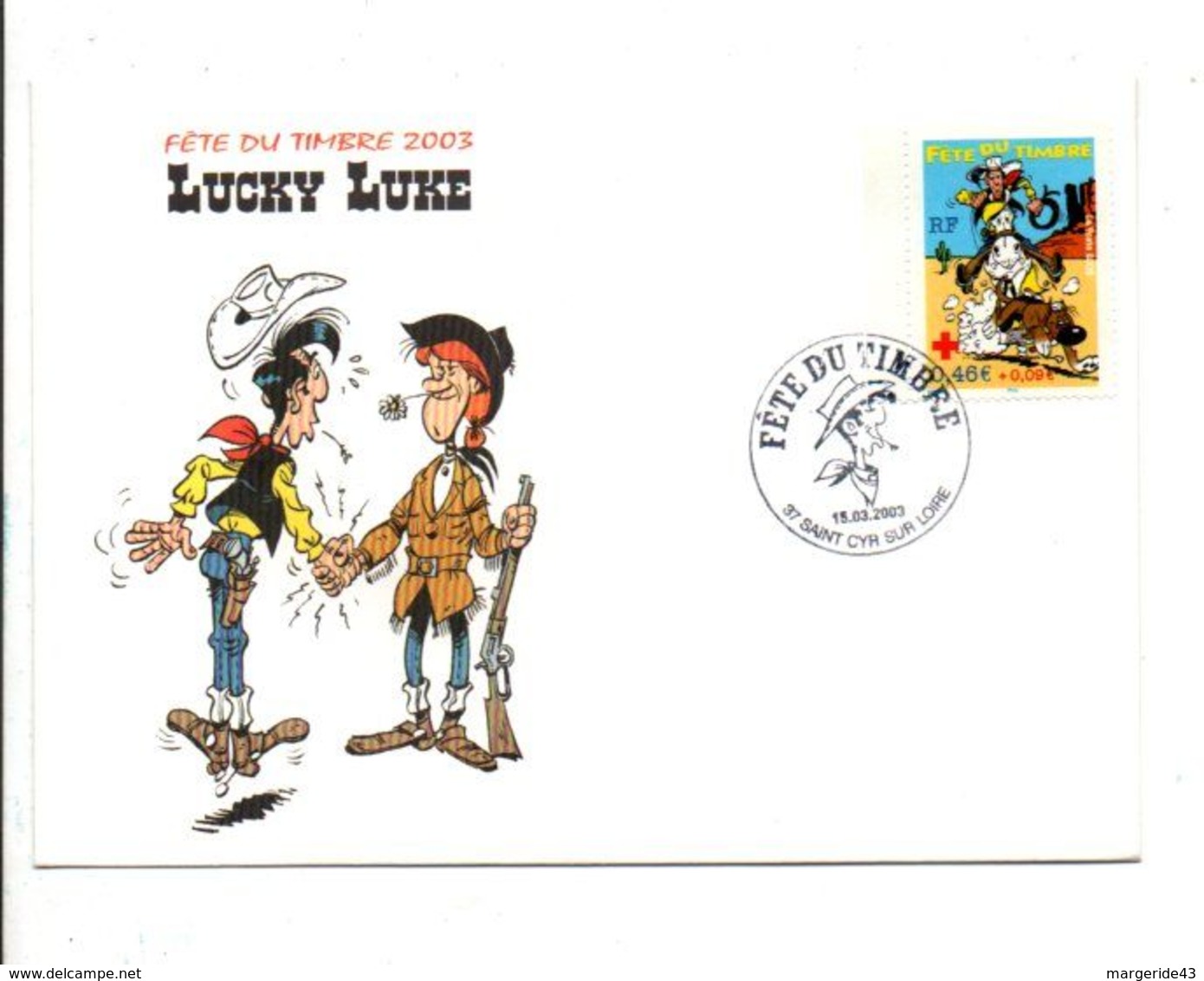 FDC 2003 FETE DU TIMBRE BD LUCKY LUKE - SAINT CYR SUR LOIRE - 2000-2009