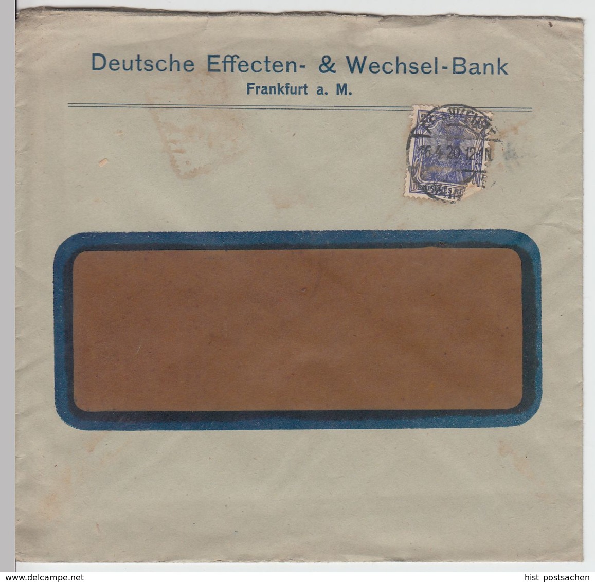 (B1970) Bedarfsbrief Deutsches Reich, Stempel Frankfurt (Main) 1920 - Briefe U. Dokumente