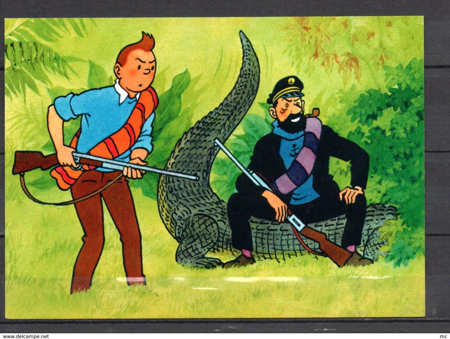 Tintin Et Le Temple Du Soleil - Tintin Avec Haddock Assis Sur Un Crocodile - Editions Yvon N° 16 - Bandes Dessinées