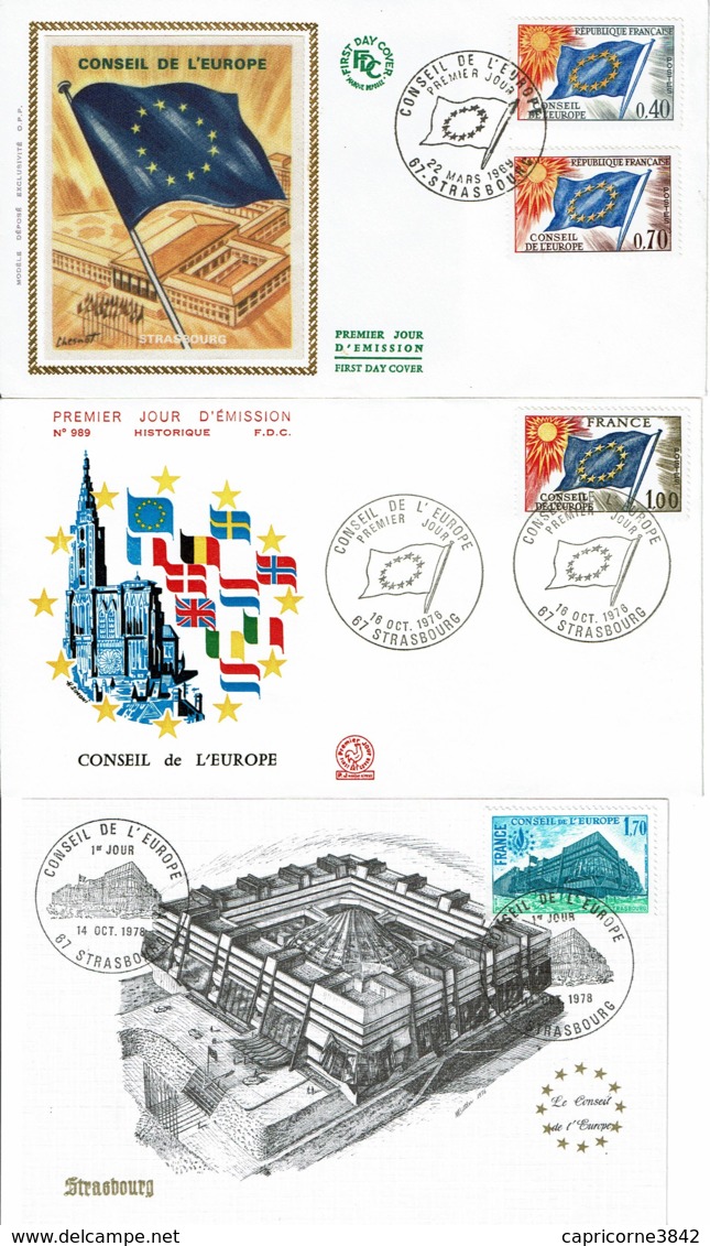 2 Enveloppes Du Conseil De L'Europe De 1969 Et 1976 + Carte Postale Du Conseil De L'Europe - Oblitérations Strasbourg - Europese Instellingen