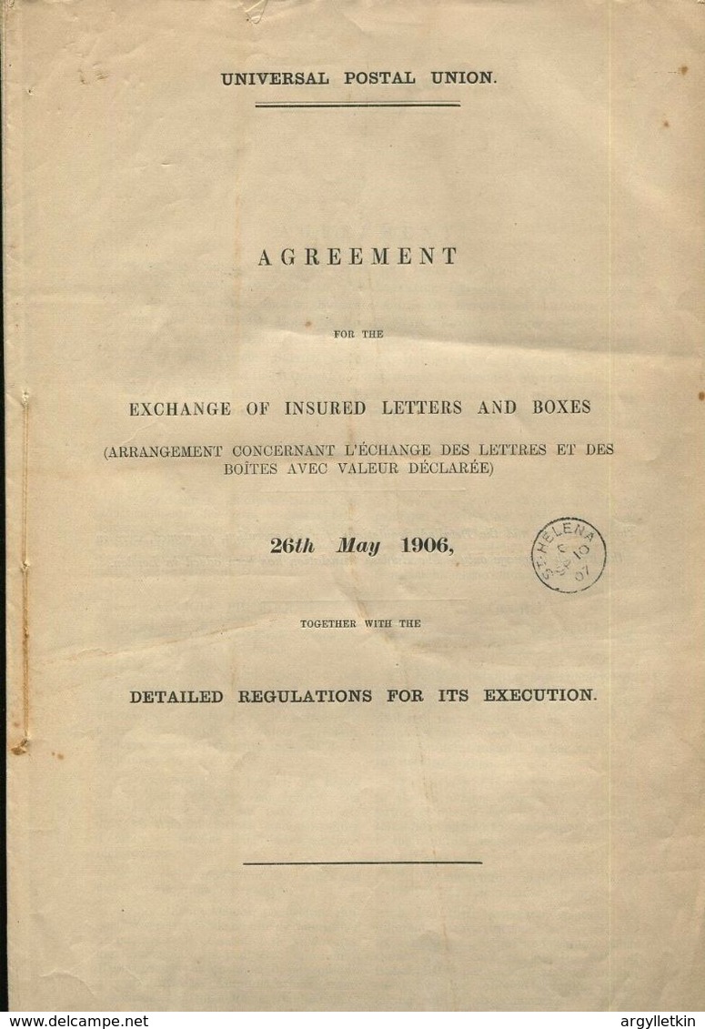 UNIVERSAL POSTAL UNION INSURED LETTERS ST HELENA 1906 - Sainte-Hélène