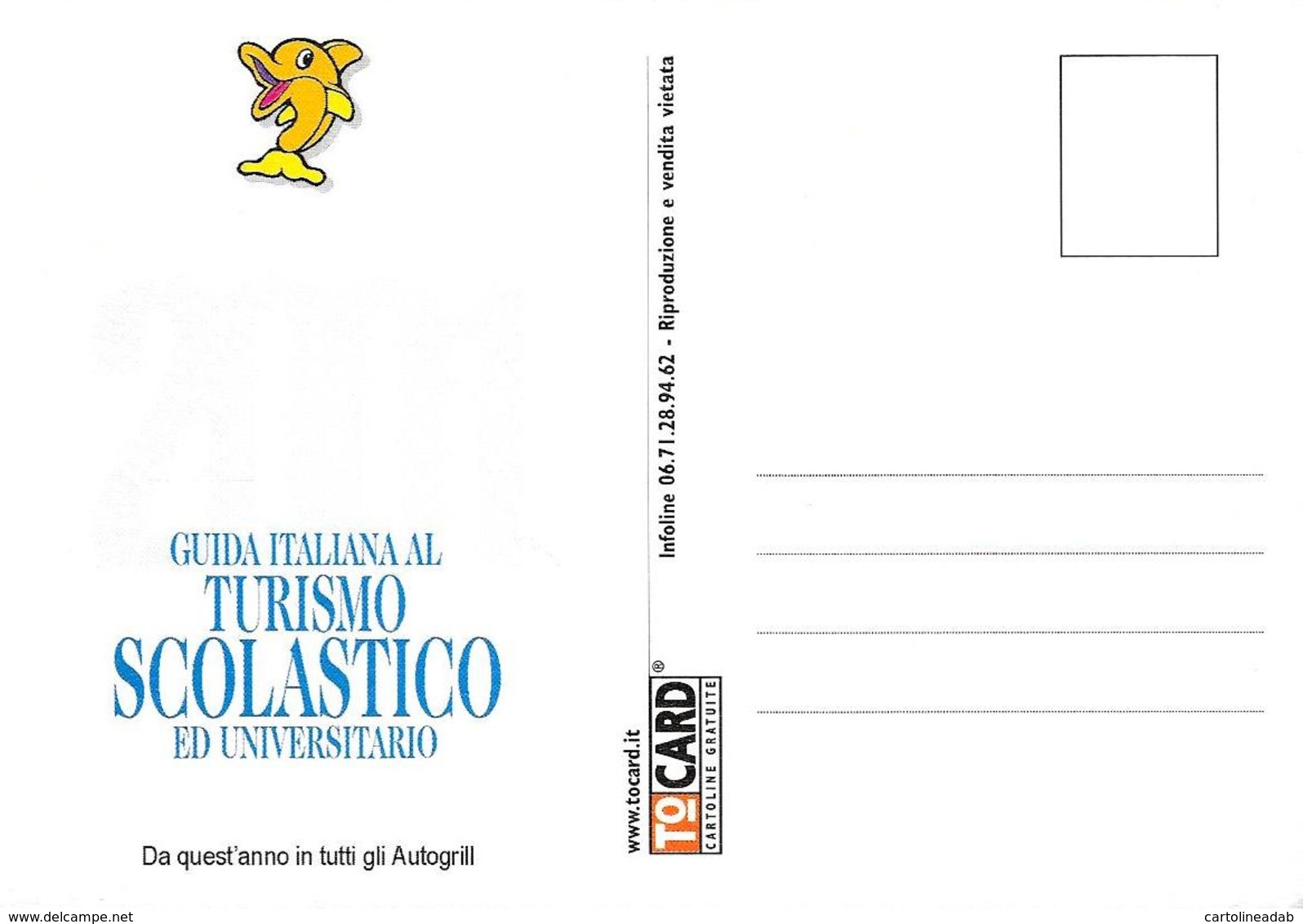 [MD4833] CPM - GUIDA ITALIANA AL TURISMO SCOLASTICO ED UNIVERSITARIO - TOCARD - PERFETTA - Non Viaggiata - Pubblicitari