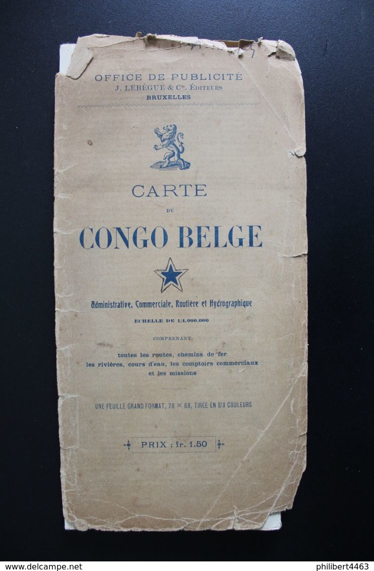 CARTE DU CONGO BELGE PUBLIEE PAR J.LEBEGUE - Cartes Géographiques