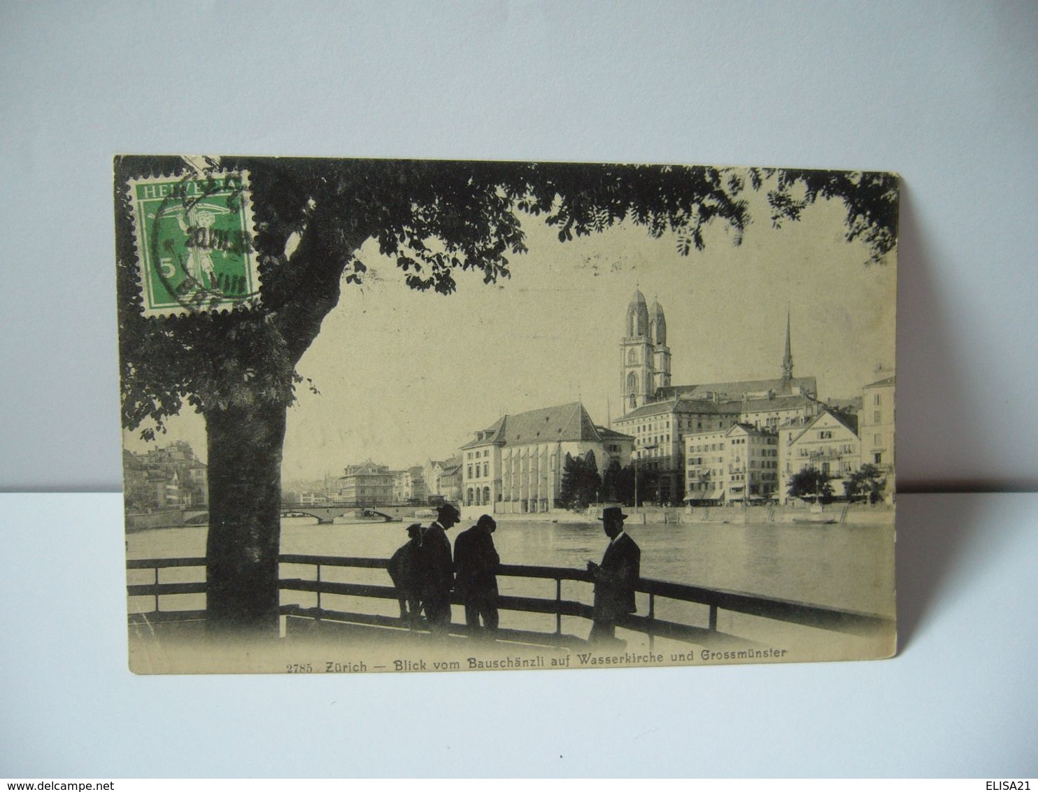 2785. ZURICH SUISSE ZH ZURICH BLICK VOM BAUSCHANZLI AUF WASSERKIRCHE UND GROSSMUNSTER CPA 1919 GEBR VEHRLI KILCHBERG - Kilchberg