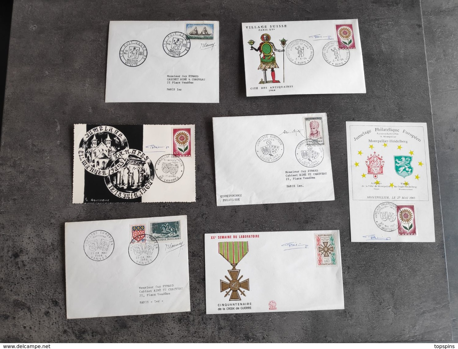 TIMBRE FRANCE DEBUT 60 LOT 7 ENVELOPPES SIGNEES BETEMPS CAMI OBLITERATIONS COMMEMORATIVES BUREAU TEMPORAIRE BE - 1961-....