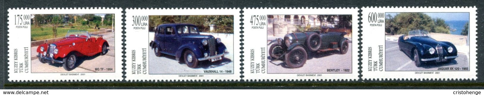 Cyprus - Turkish Cypriot Posts - 2001 Classic Cars Set MNH (SG 538-541) - Unused Stamps