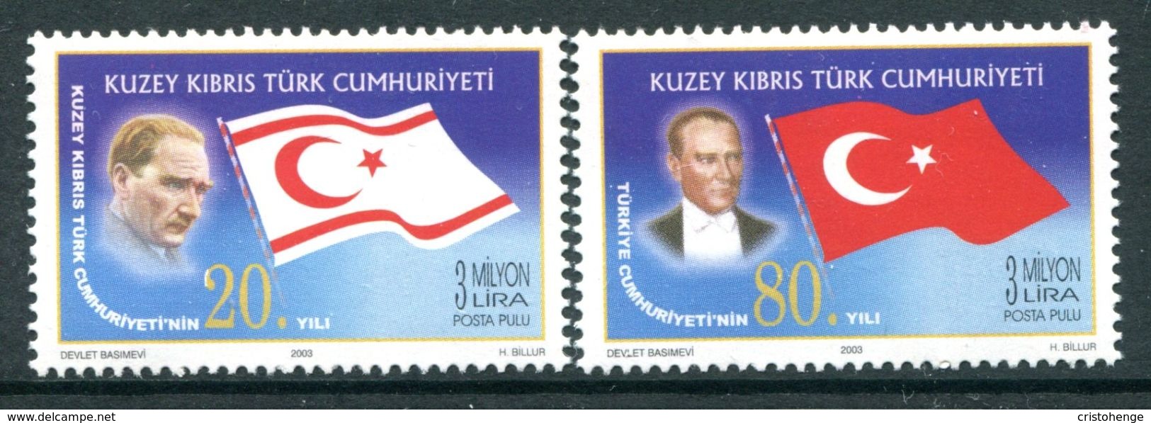 Cyprus - Turkish Cypriot Posts - 2003 Political Anniversaries Set MNH (SG 582-583) - Nuovi