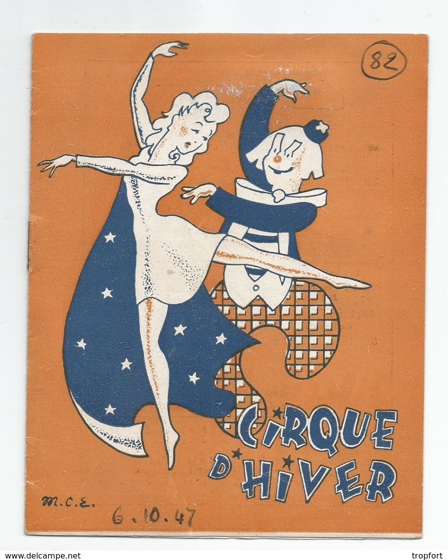 PROGRAMME CIRQUE D HIVER 1947 Clown Danse  Avec Les FRATELLINI Francois Albert - Programmes