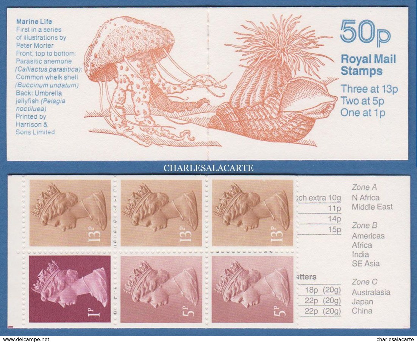 GREAT BRITAIN 1988 FOLDED BOOKLET 50p  MARINE LIFE 1  COVER  S.G. FB 50 - Carnets