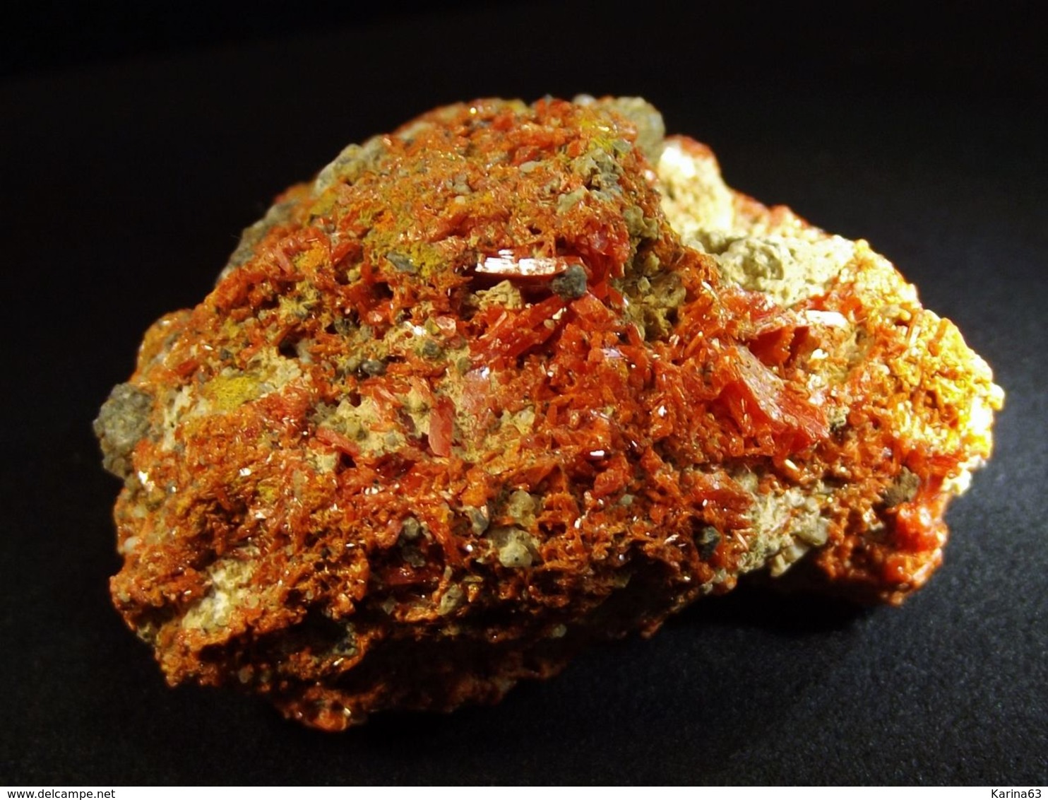 Crocoite With Embreyite And Vauquelinite (4 X 4 X 2.5cm) - Callenberg Nord 1 , Callenberg - Sachen - Germany - Minerals