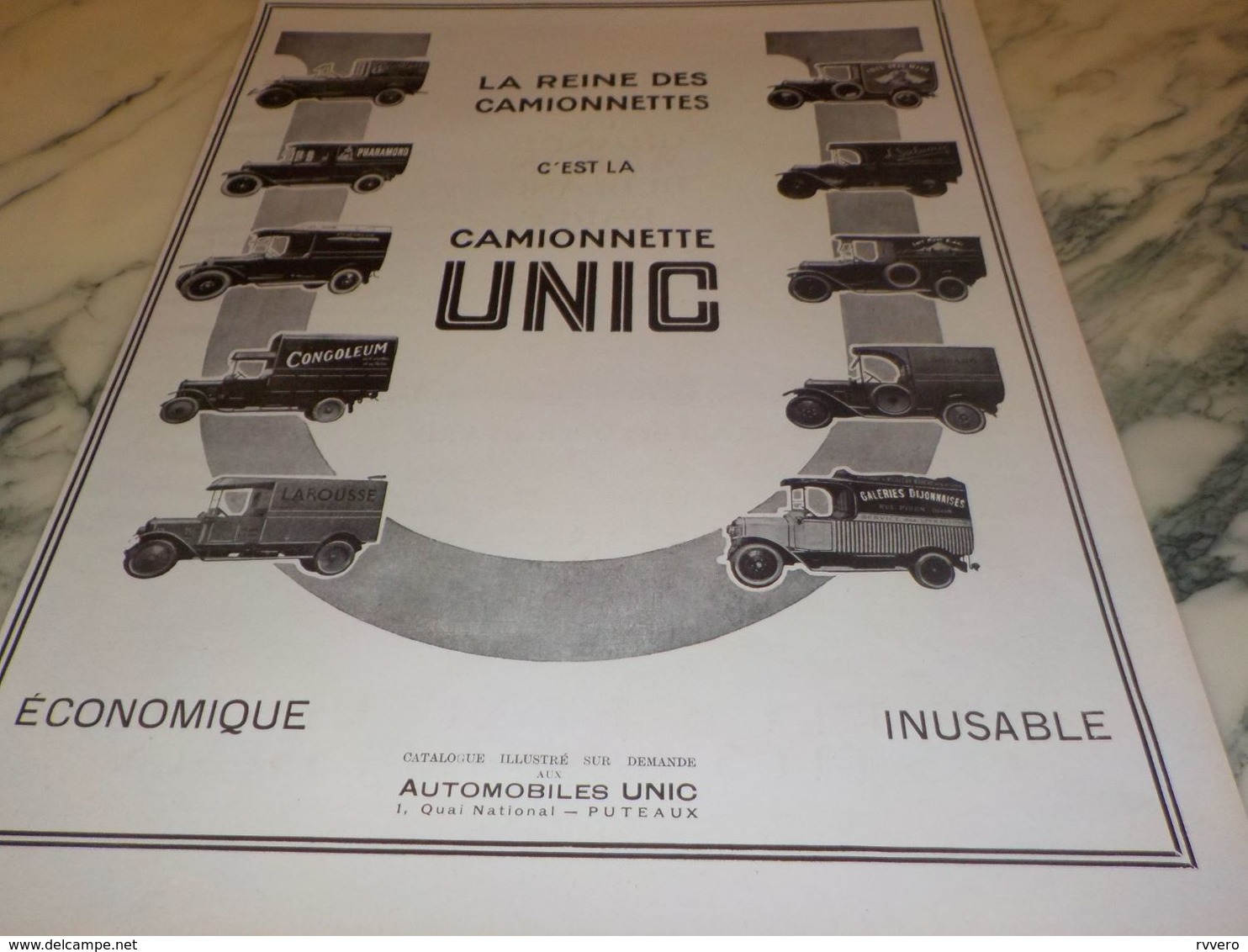 ANCIENNE PUBLICITE YAOURT CAUCASE LA REINE DES  CAMIONNETTE UNIC   1925 - Camions