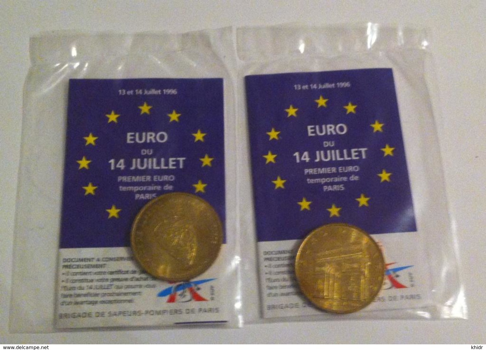 2-euros-de-Paris-13--14-juillet-1996-Brigade-des-Sapeurs-Pompiers-de-Paris - Francia