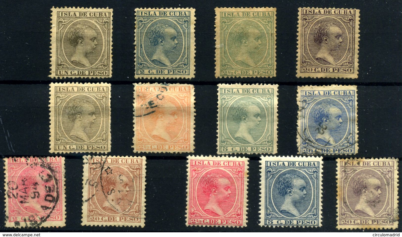 Cuba Nº 112/13, 115, 117, 124, 126, 127, 129, 137, 139, 148/9, 151. Año 1890/97 - Used Stamps