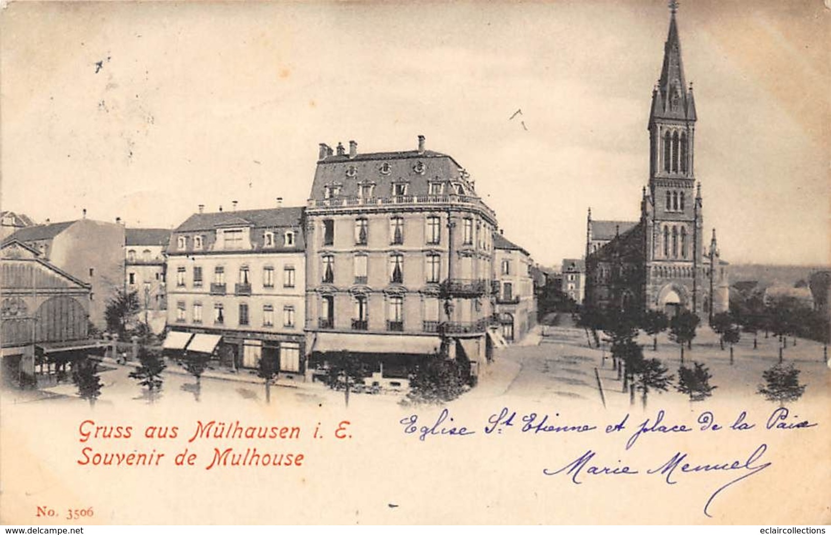 Mulhouse          68        Place De La Paix Et Eglise St Etienne       (voir Scan) - Mulhouse