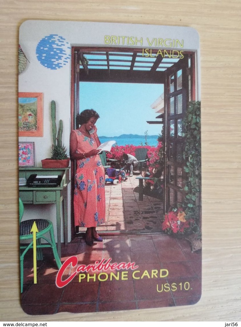 BRITSCH VIRGIN ISLANDS  US$ 10   BVI-18B   WOMAN ON PHONE      NEW LOGO      18CBVB     Fine Used Card   ** 2639** - Jungferninseln (Virgin I.)