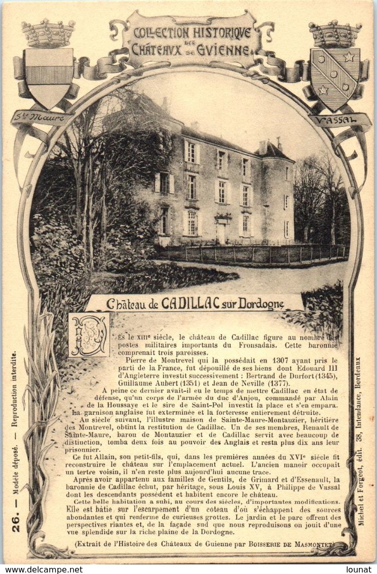 33 CADILLAC Sur Garonne - Château - Collection Historique   * - Cadillac