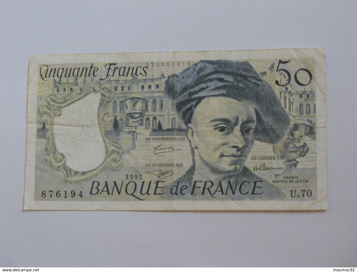 50 Cinquante Francs - Quentin De La Tour - 1992 Alphabet U 70   **** EN ACHAT IMMÉDIAT  **** - 50 F 1976-1992 ''Quentin De La Tour''